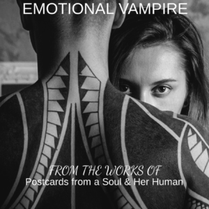 A man with intricate tattoos stands with a woman peeking from behind him. The text overlay highlights themes of love and emotional challenges.