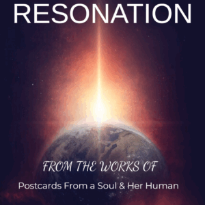 Book cover titled "Resonation" by Sophia Maya, featuring a cosmic background with Earth and an orange glow emanating from the center.